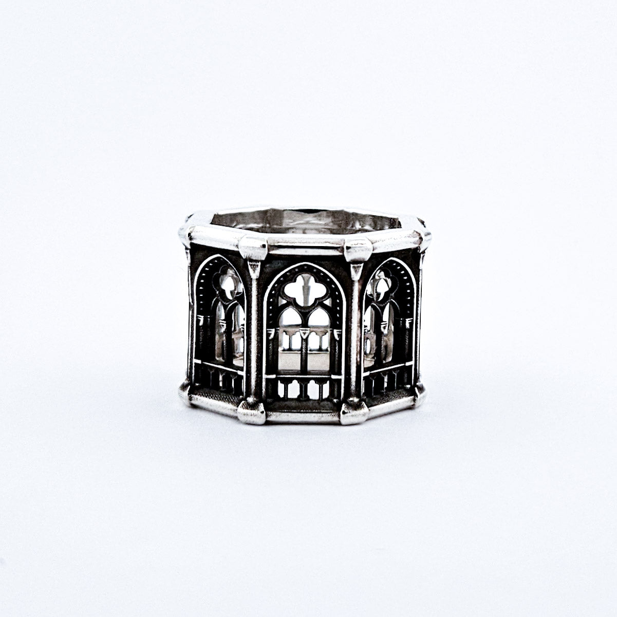 Collection of Holy Gothic Church Bold Wide Ring Band in a gallery layout