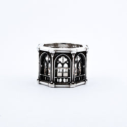 Collection of Holy Gothic Church Bold Wide Ring Band in a gallery layout