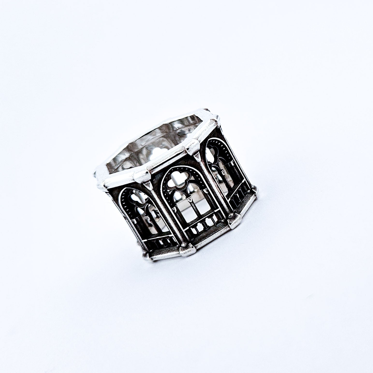 Collection of Holy Gothic Church Bold Wide Ring Band in a gallery layout