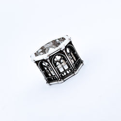 Collection of Holy Gothic Church Bold Wide Ring Band in a gallery layout