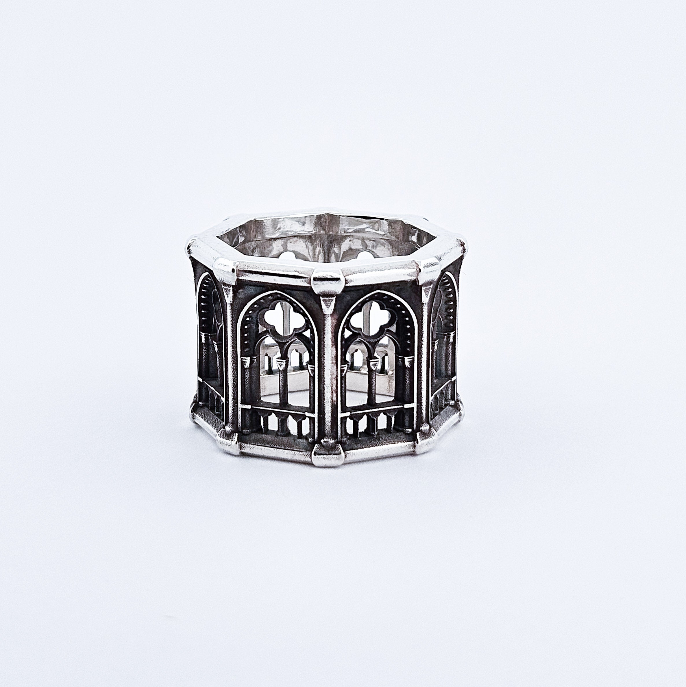 Collection of Holy Gothic Church Bold Wide Ring Band in a gallery layout