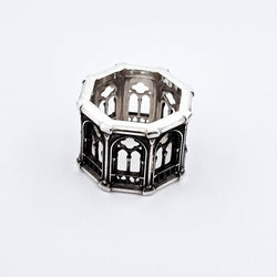 Collection of Holy Gothic Church Bold Wide Ring Band in a gallery layout