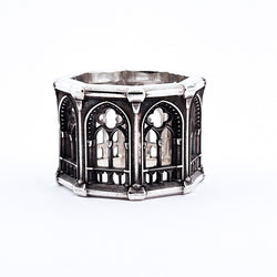 Collection of Holy Gothic Church Bold Wide Ring Band in a gallery layout