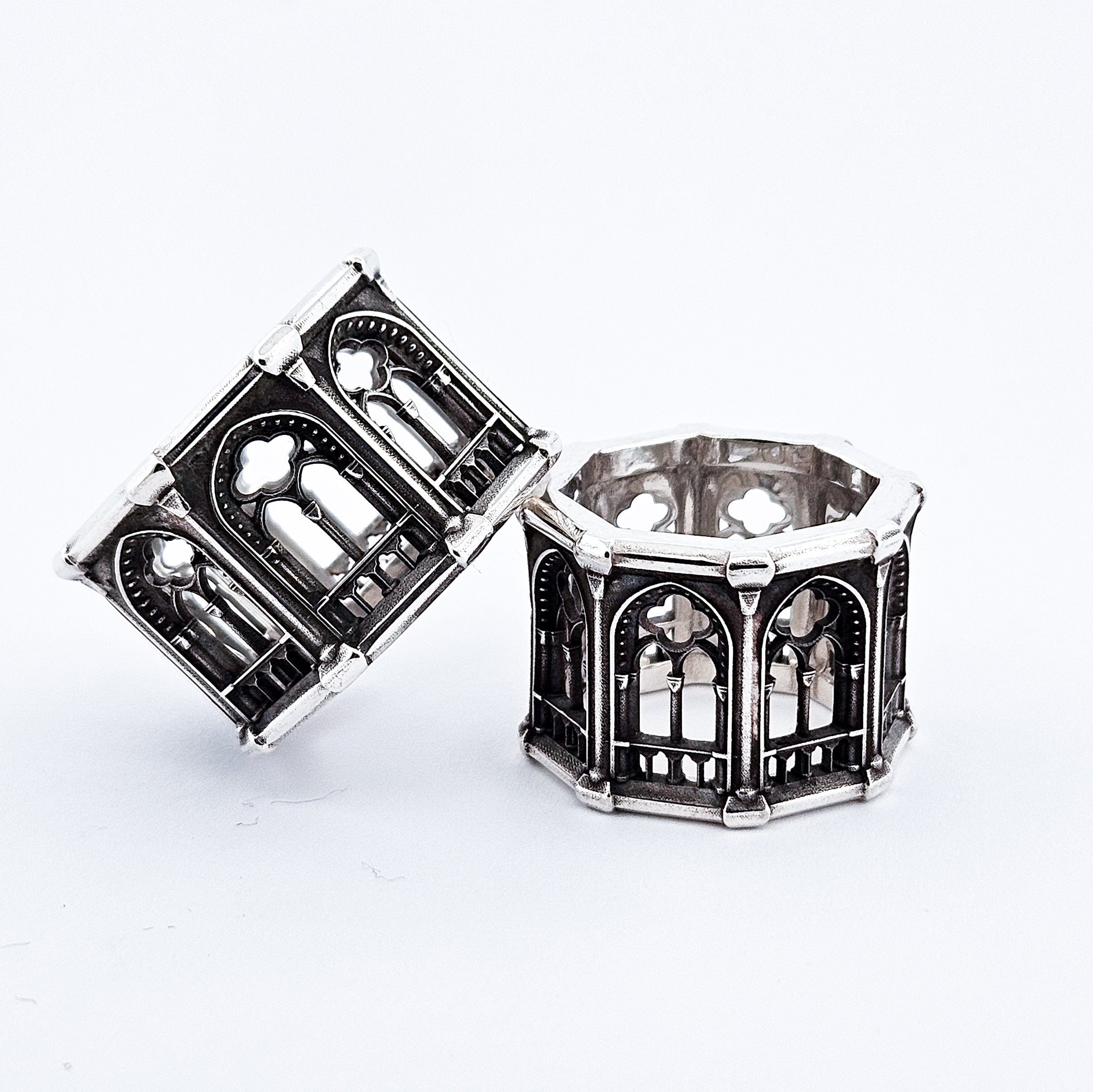 Collection of Holy Gothic Church Bold Wide Ring Band in a gallery layout