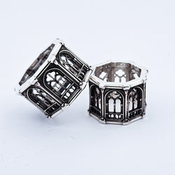 Collection of Holy Gothic Church Bold Wide Ring Band in a gallery layout