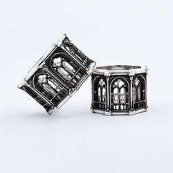 Collection of Holy Gothic Church Bold Wide Ring Band in a gallery layout