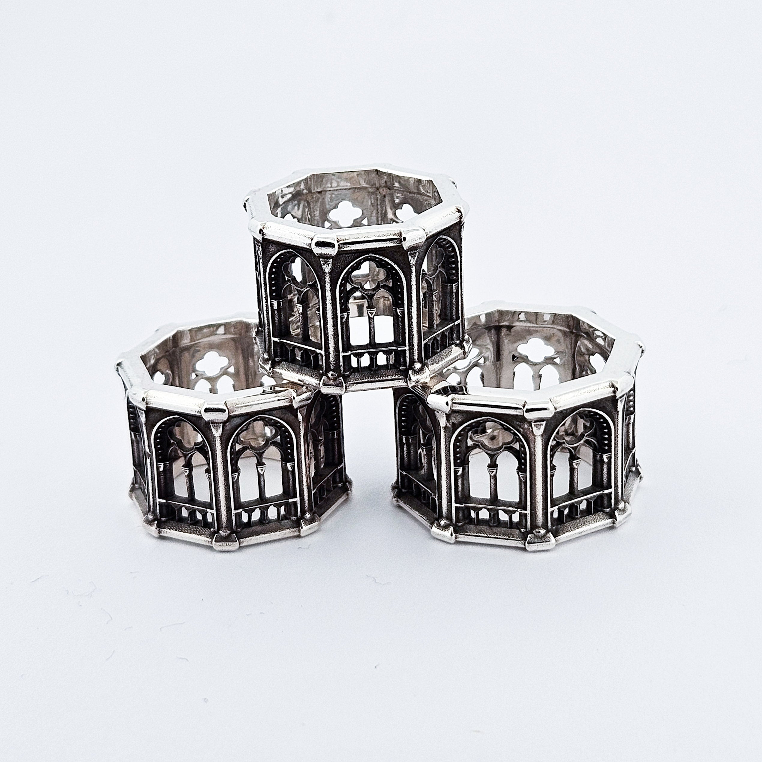 Collection of Holy Gothic Church Bold Wide Ring Band in a gallery layout