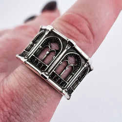 Collection of Holy Gothic Church Bold Wide Ring Band in a gallery layout