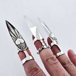 Collection of Oversized Heart & Sword Claw - Fake Nail Ring in a gallery layout