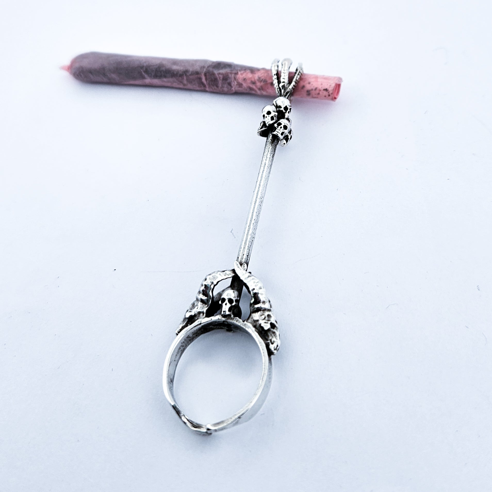 Silver Cigarette Holder Ring Necklace