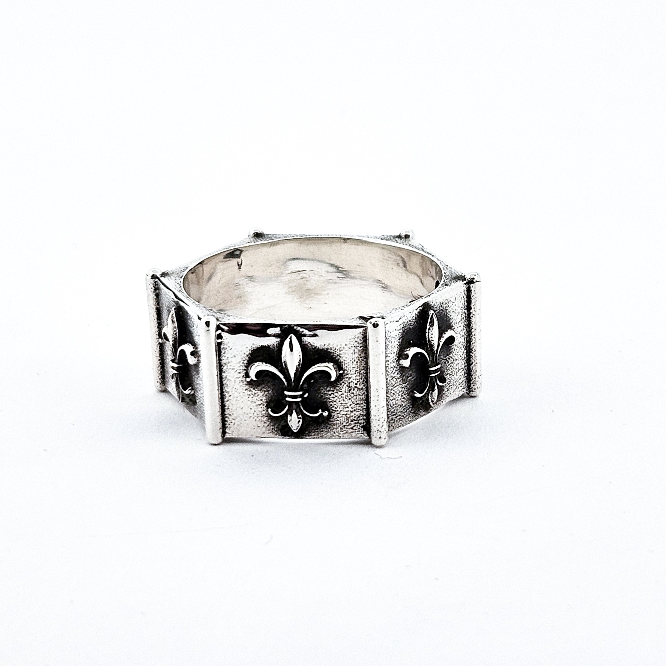 Collection of Sterling Silver Fleur de Lys Ring Band in a gallery layout