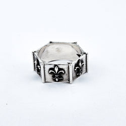 Collection of Sterling Silver Fleur de Lys Ring Band in a gallery layout