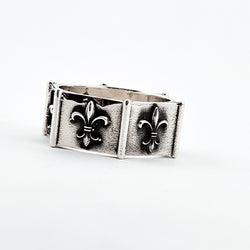 Collection of Sterling Silver Fleur de Lys Ring Band in a gallery layout