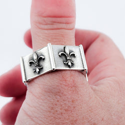 Collection of Sterling Silver Fleur de Lys Ring Band in a gallery layout