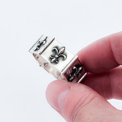 Collection of Sterling Silver Fleur de Lys Ring Band in a gallery layout