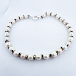 Collection of Studded Fresh Water Pearl Chocker Necklace - 15 Inches in a gallery layout