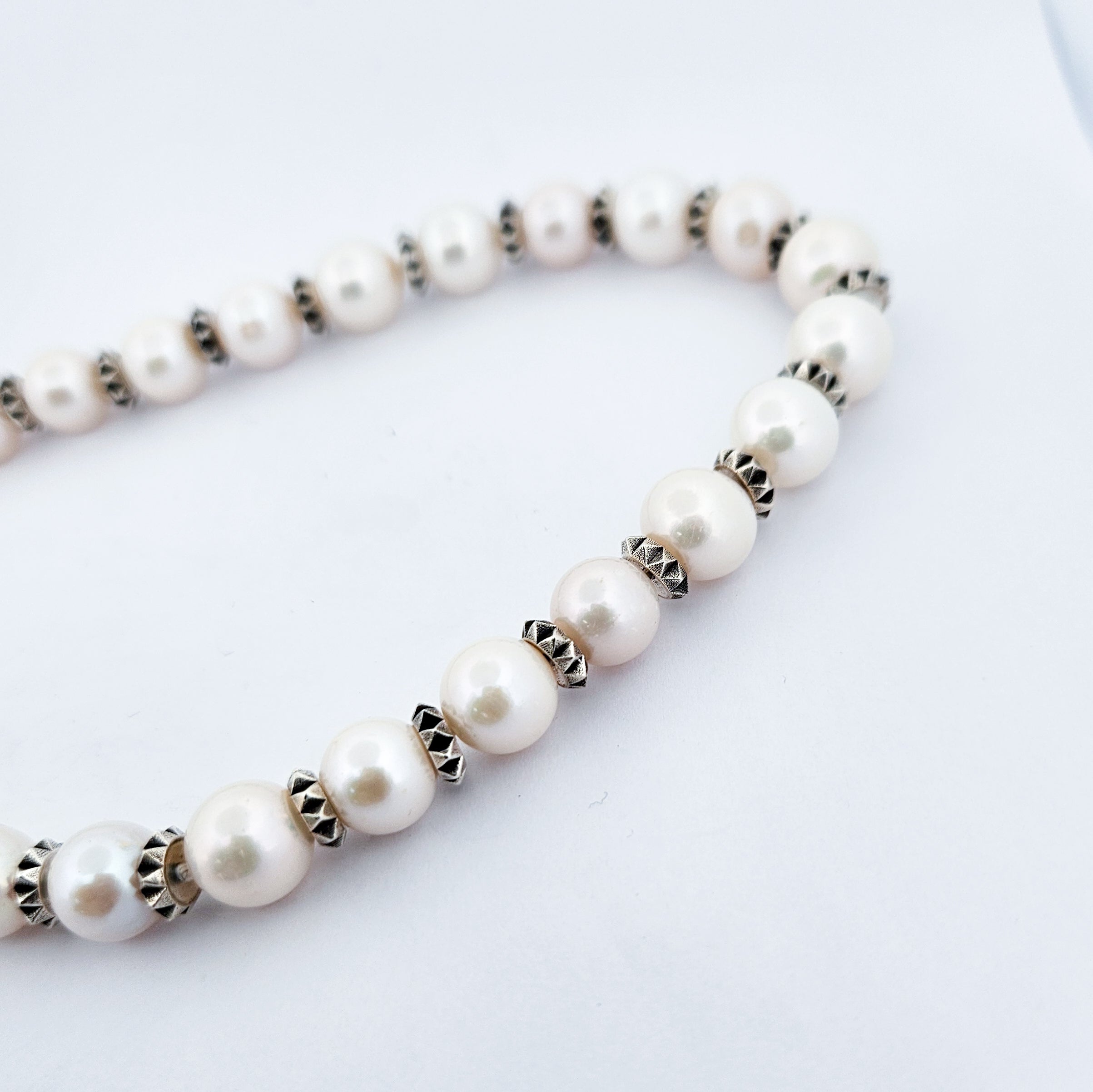 Studded Fresh Water Pearl Chocker Necklace - 15 Inches