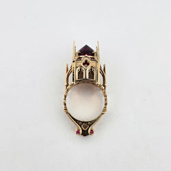 Collection of The Temple of Temptations - 14K Yellow Gold, Raspberry Garnet, Pink Spinelle and Ruby Ring in a gallery layout