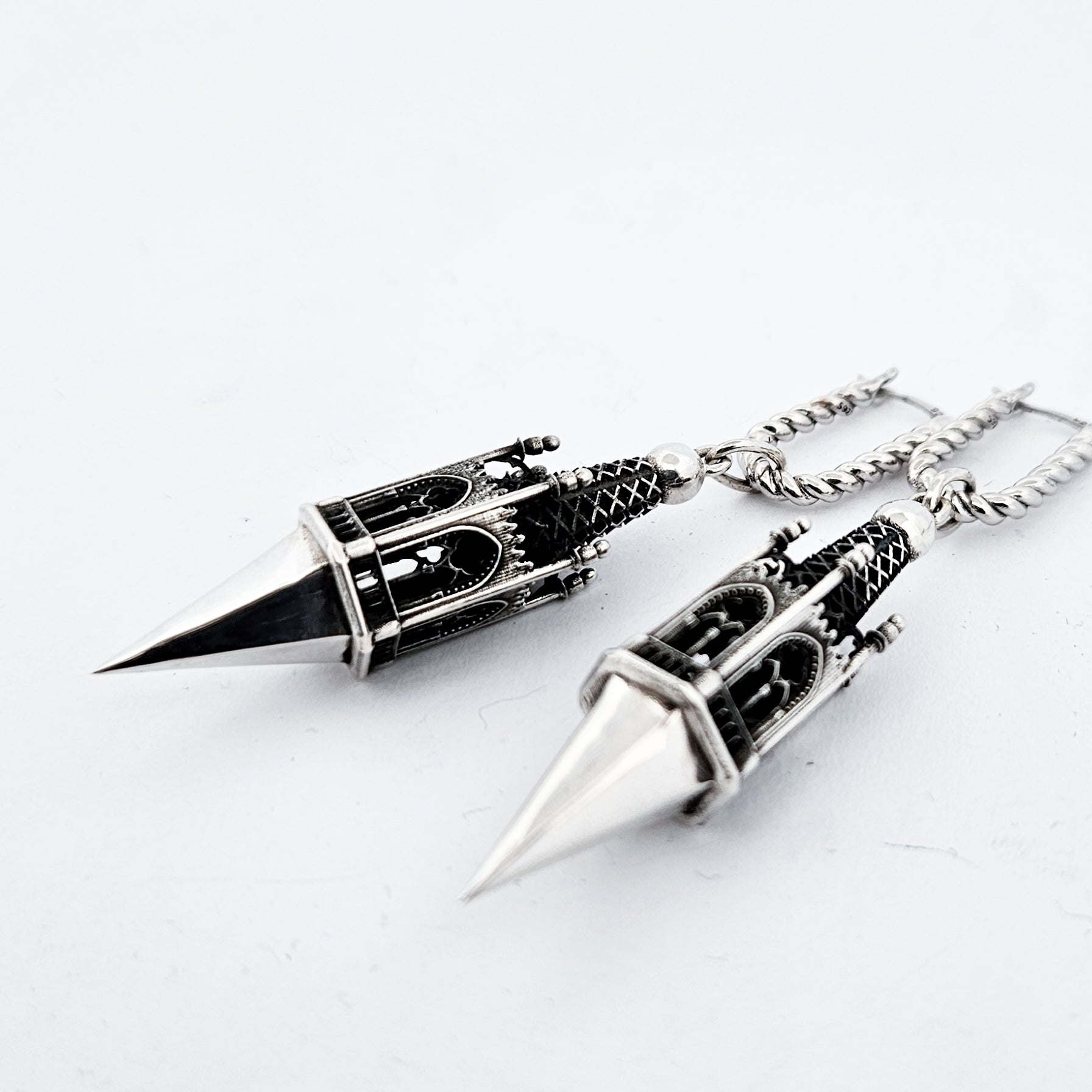 Gothic Tower Pyramid Dangling Earrings