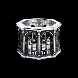 Collection of Holy Gothic Church Bold Wide Ring Band in a gallery layout