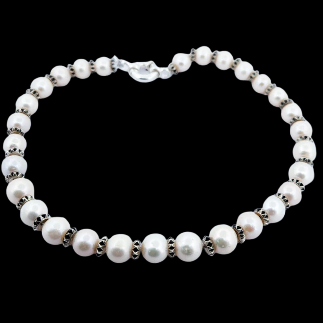 Collection of Studded Fresh Water Pearl Chocker Necklace - 15 Inches in a gallery layout