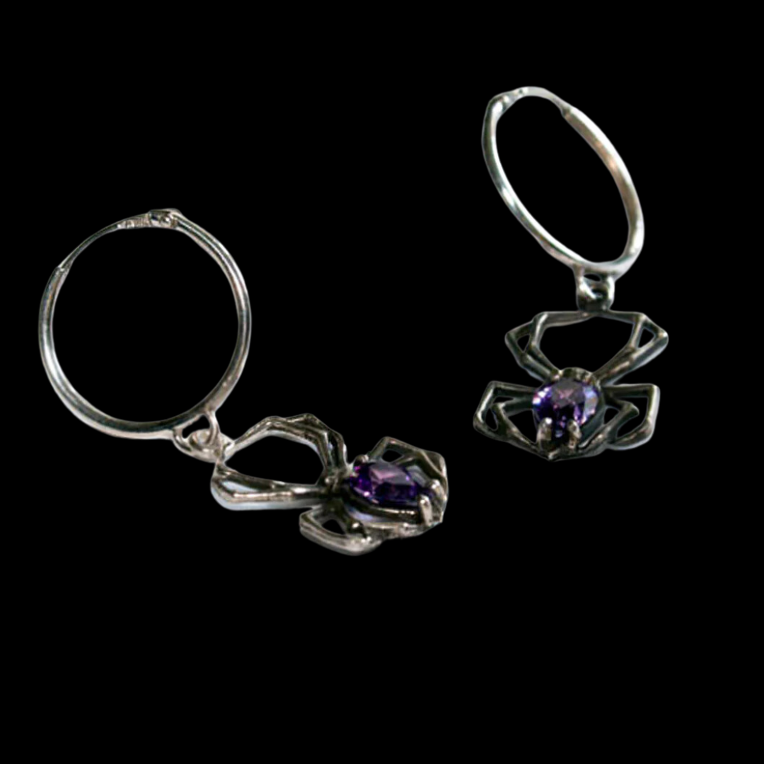 Collection of Purple Amethyst Spider Hoops - Inchoo Bijoux in a gallery layout