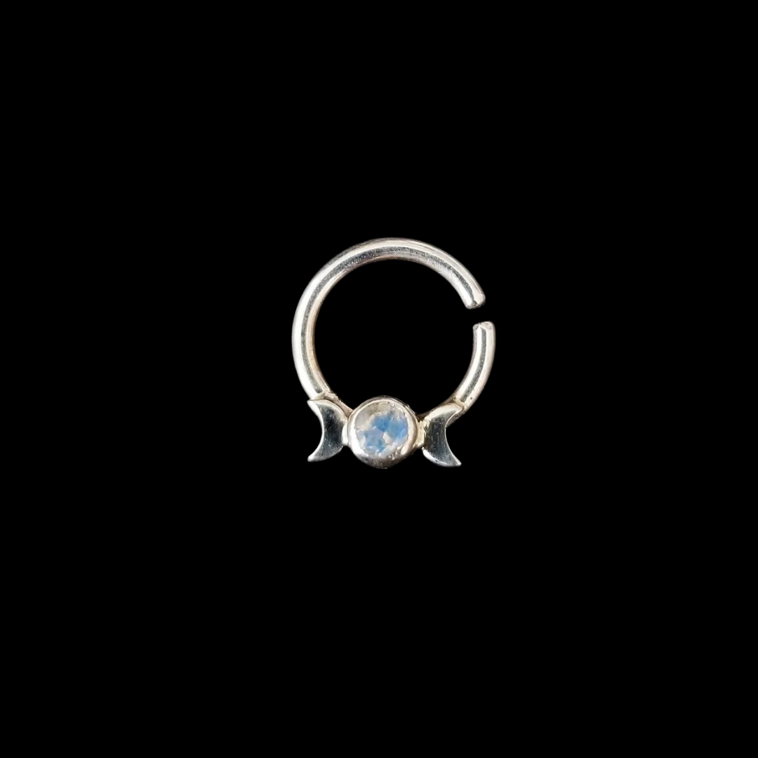 Collection of Rainbow Moonstone Lunar Phase Septum Piercing - Inchoo Bijoux in a gallery layout