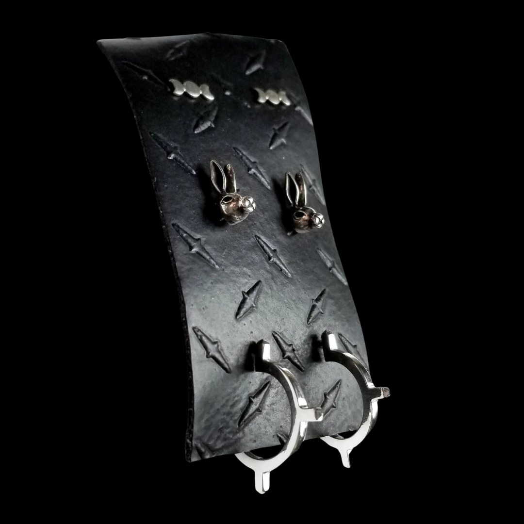 Collection of Set of 3 Pairs of Earrings - Moon, Bunny and Celestial Studs - Inchoo Bijoux in a gallery layout