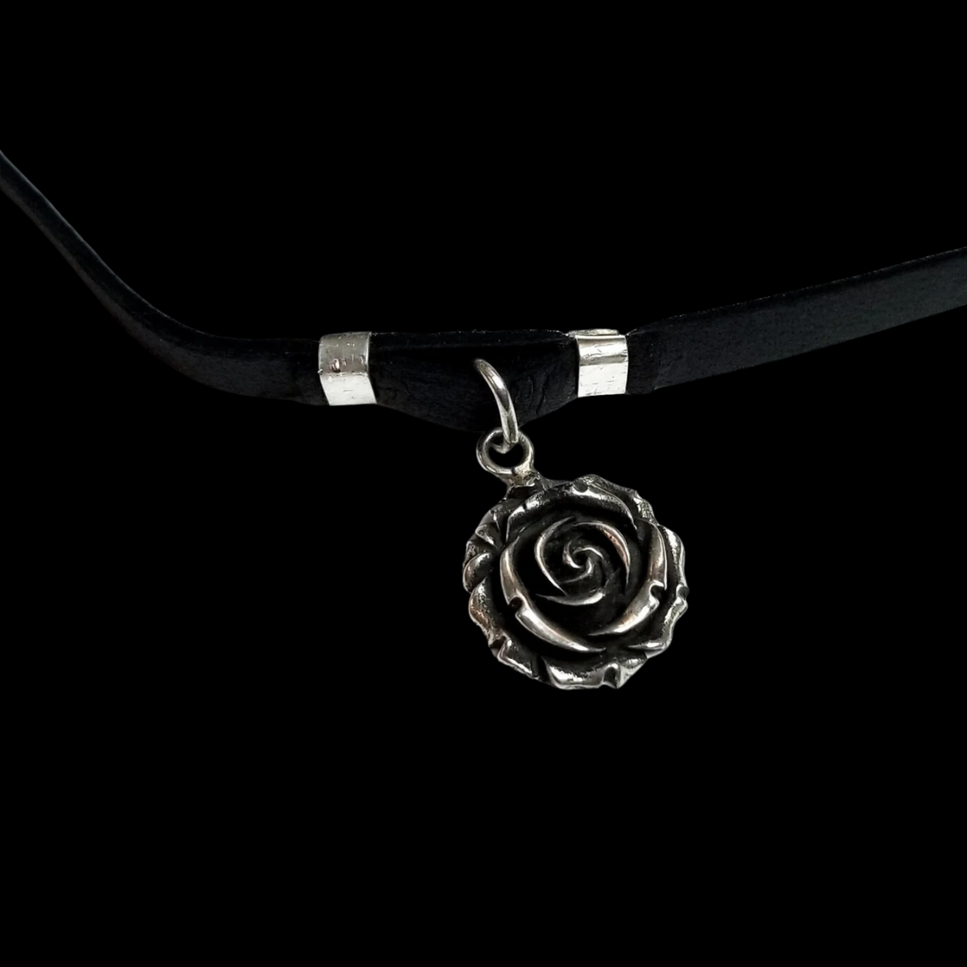 Collection of Silver Rose Leather Choker - Inchoo Bijoux in a gallery layout