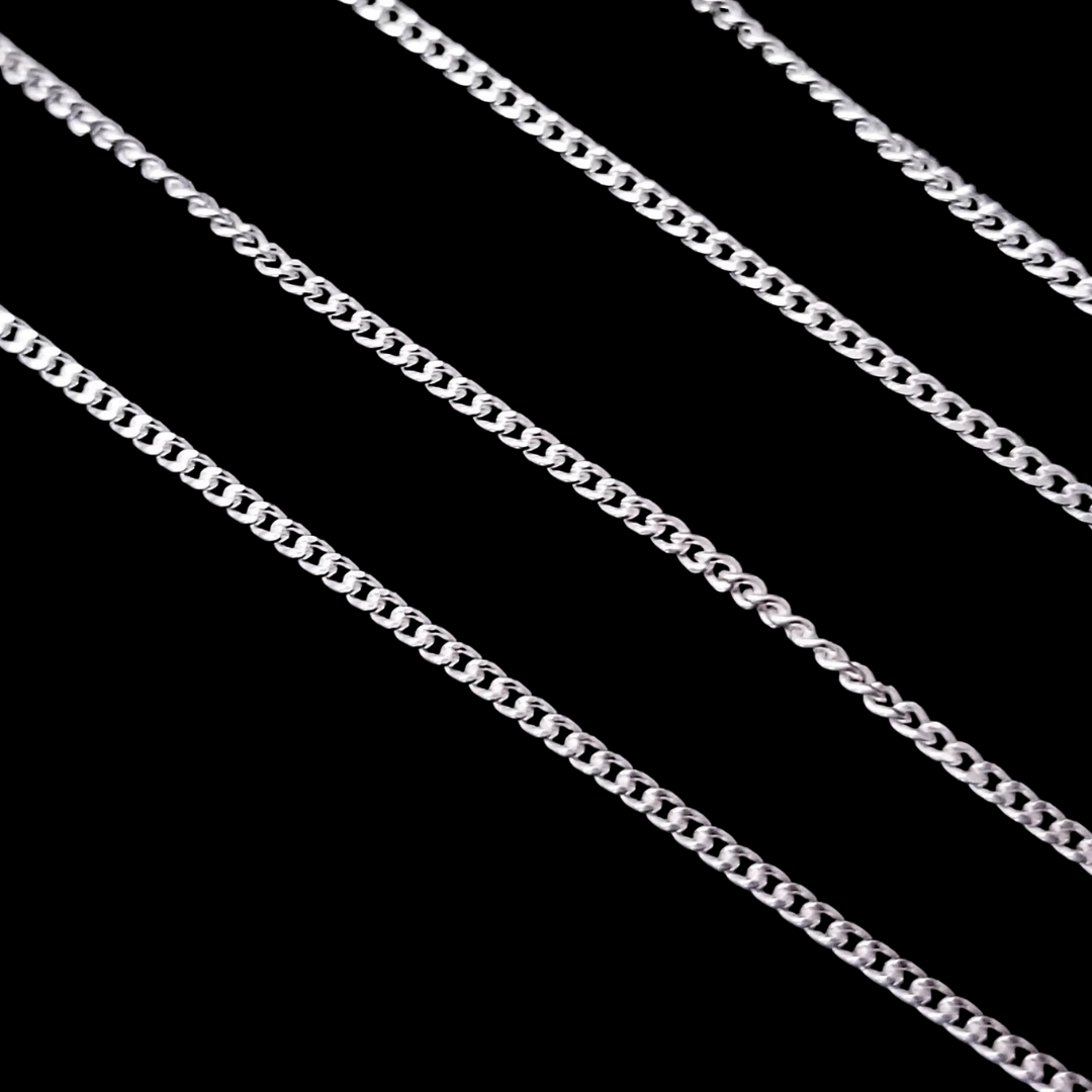 Collection of Sterling Silver 1.2mm Thin Flat Curb Chain - Inchoo Bijoux in a gallery layout