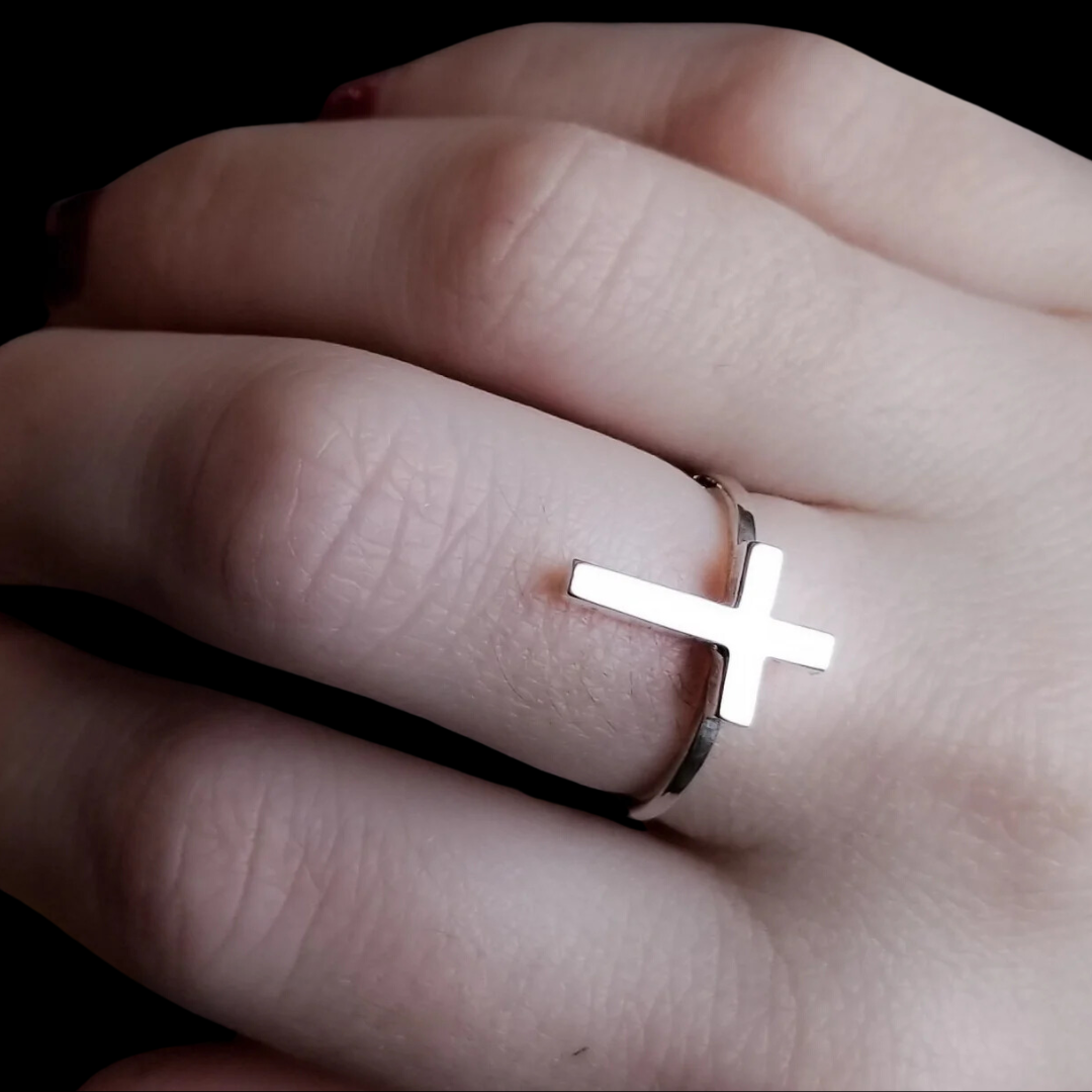 Collection of Tiny Silver Cross Ring - Inchoo Bijoux in a gallery layout