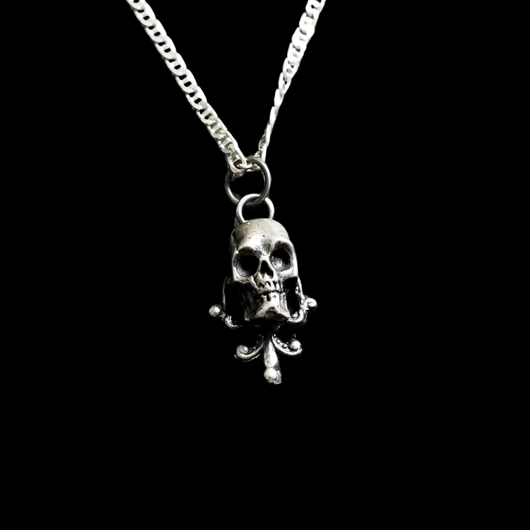 Collection of Tiny Silver Skull Lace Pendant - Inchoo Bijoux in a gallery layout