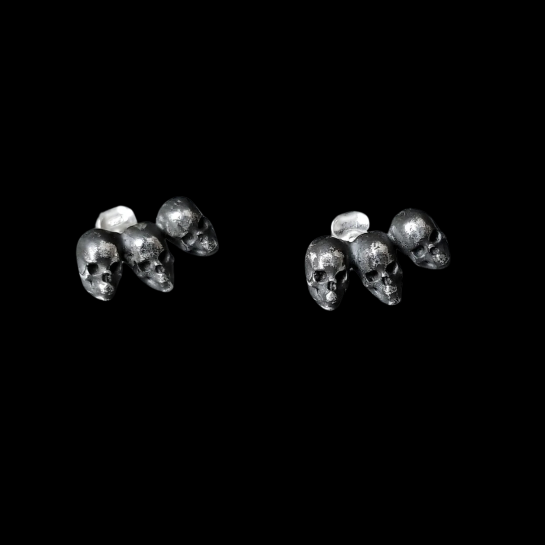 Collection of Triple Skull Earring Studs - Inchoo Bijoux in a gallery layout