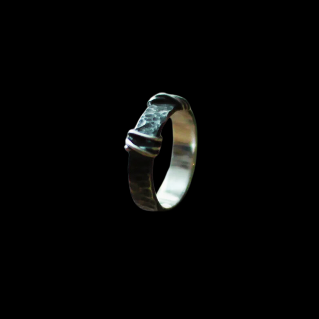 Collection of 5mm Hammered Silver Mens Wedding Band Ring - Inchoo Bijoux in a gallery layout