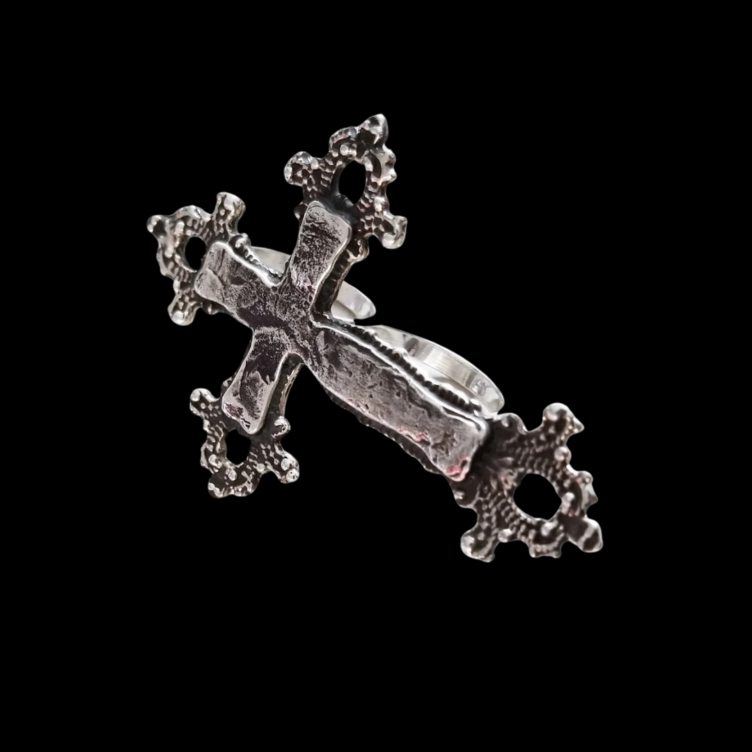 Collection of Big Baroque Cross 2 Finger Ring - Inchoo Bijoux in a gallery layout