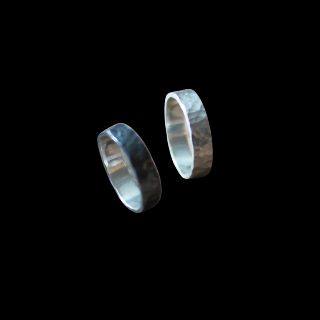 Collection of Hammered Textured Silver Mens Wedding Band - Inchoo Bijoux in a gallery layout