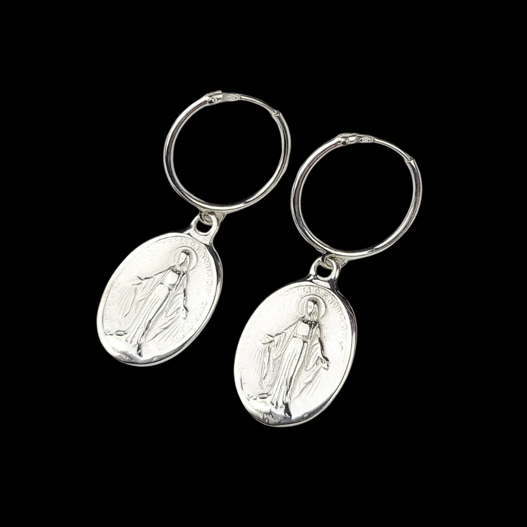 Collection of Créoles Médaillon Vierge Marie Ovale in a gallery layout