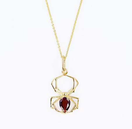 Collection of Yellow Gold Spider Pendant With Garnet - 14K in a gallery layout