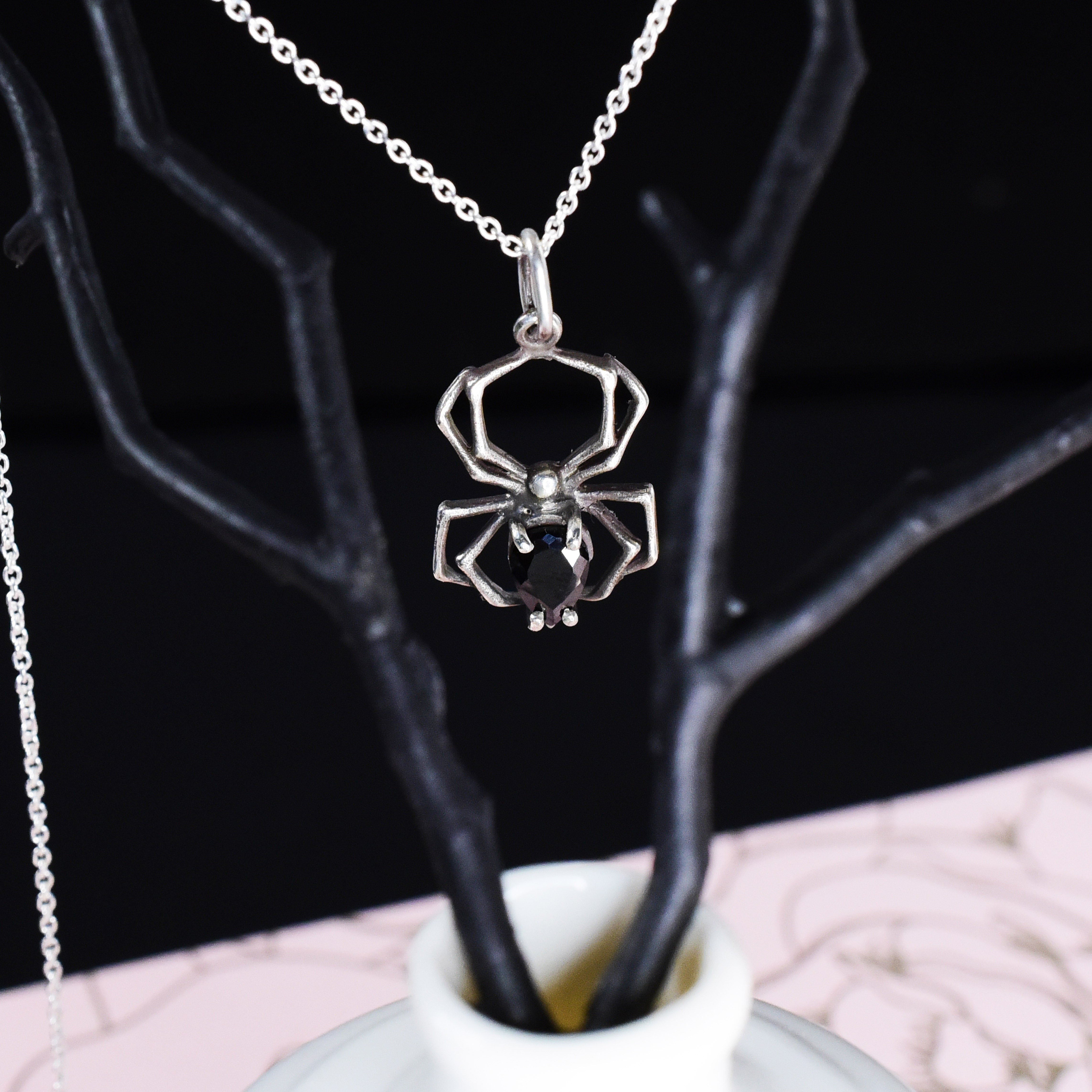 Collection of Black Onyx Spider Pendant in a gallery layout
