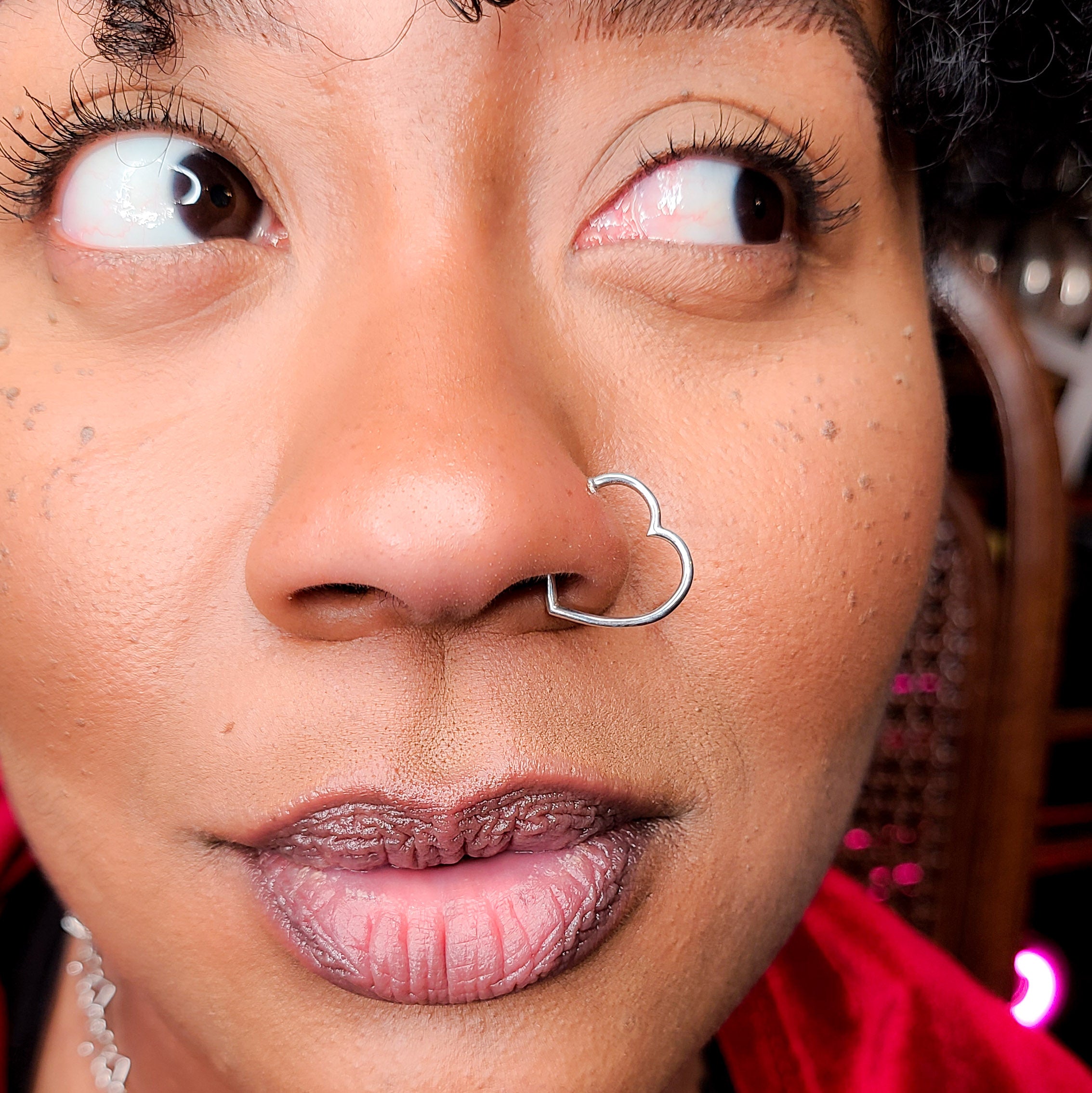 Collection of Big Heart Nose Ring in a gallery layout