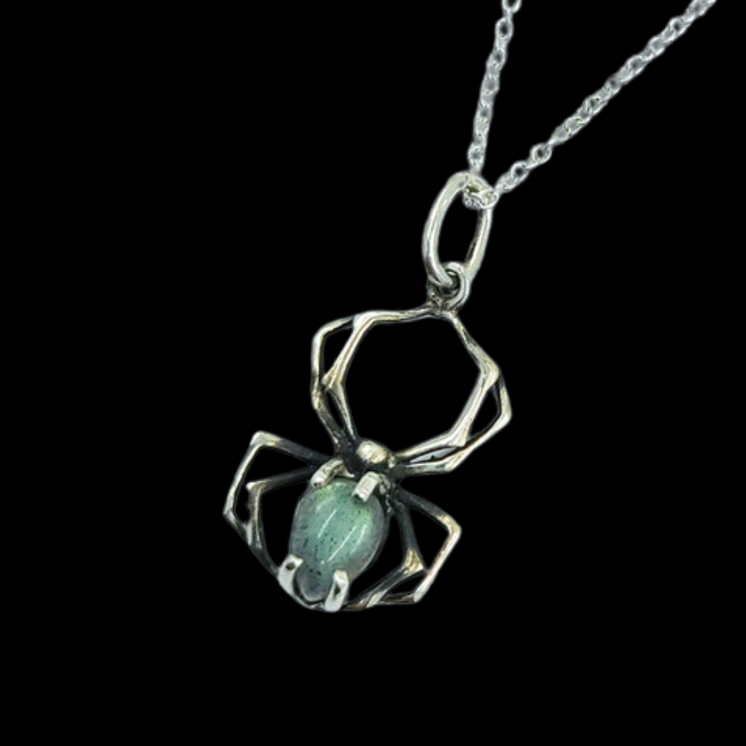 Collection of Labradorite Spider Pendant, Blue Flash in a gallery layout