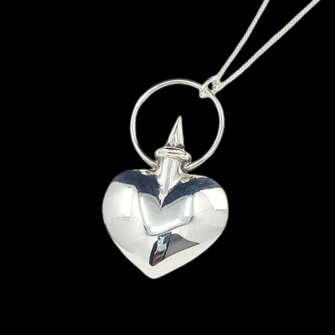 Collection of Silver Heart Urn Vial Pendant in a gallery layout