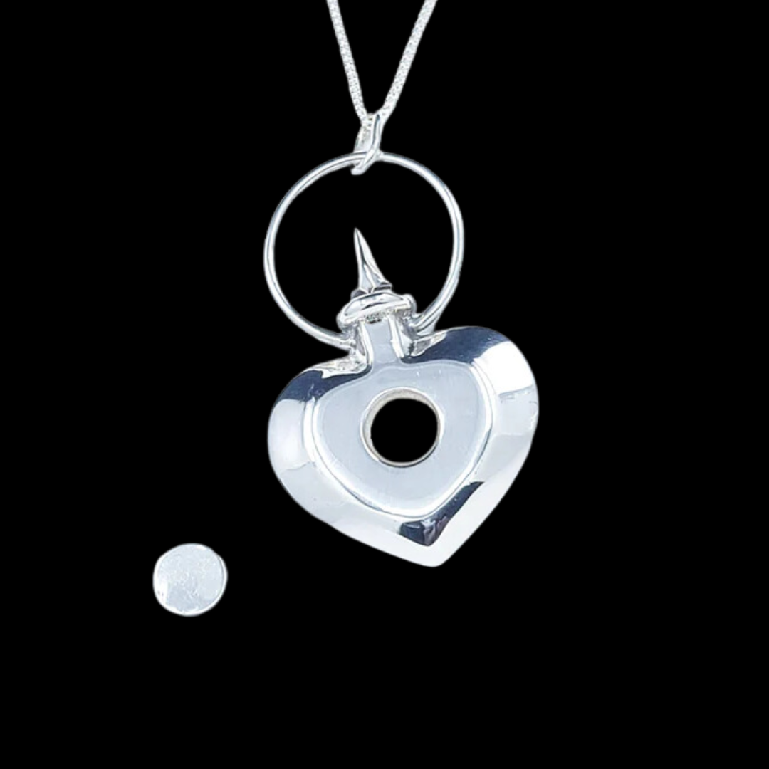 Collection of Silver Heart Urn Vial Pendant in a gallery layout