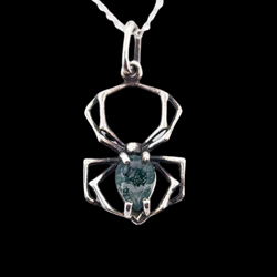 Collection of Green Moss Agate Spider Pendant in a gallery layout