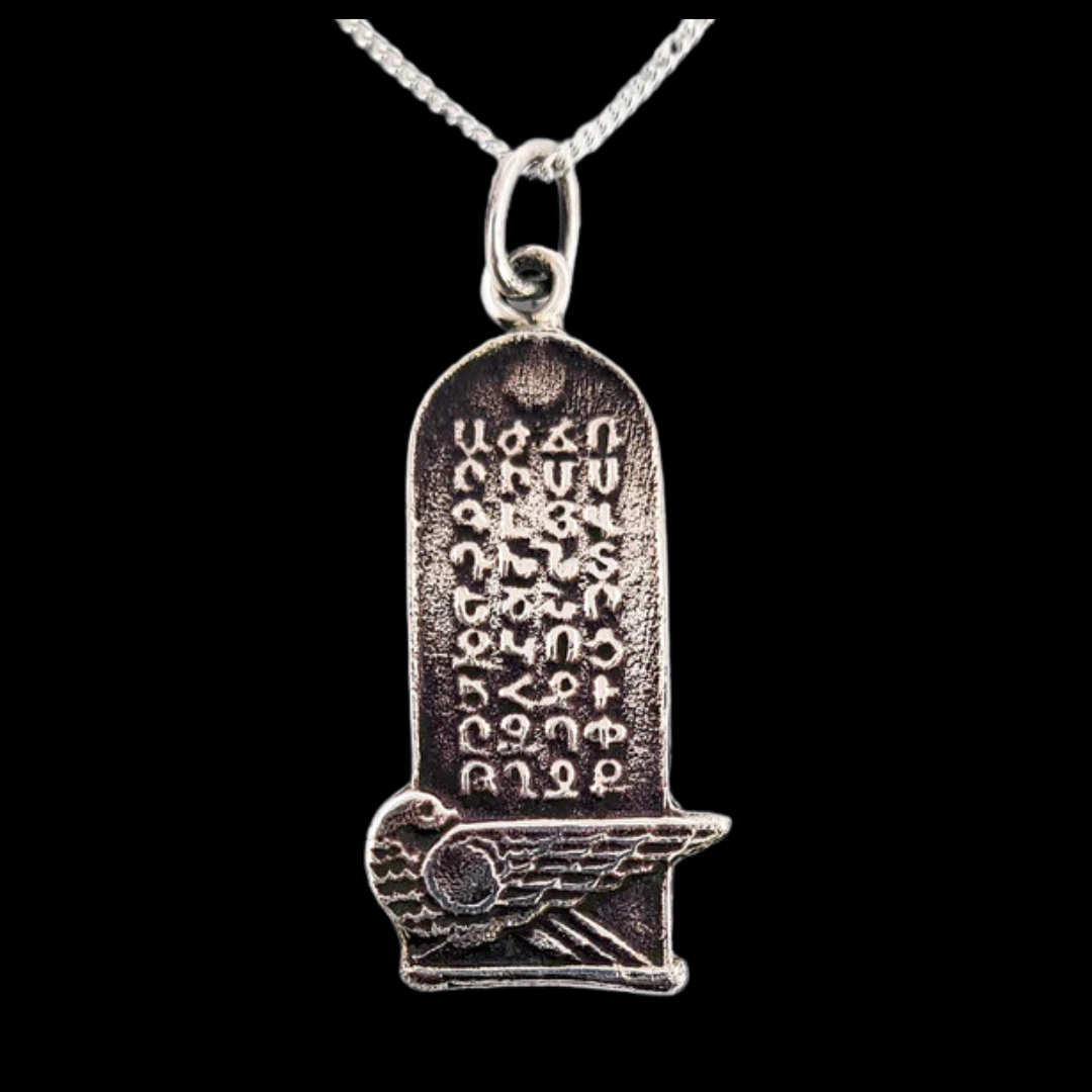 Collection of Silver Armenian Alphabet Tomb Pendant in a gallery layout