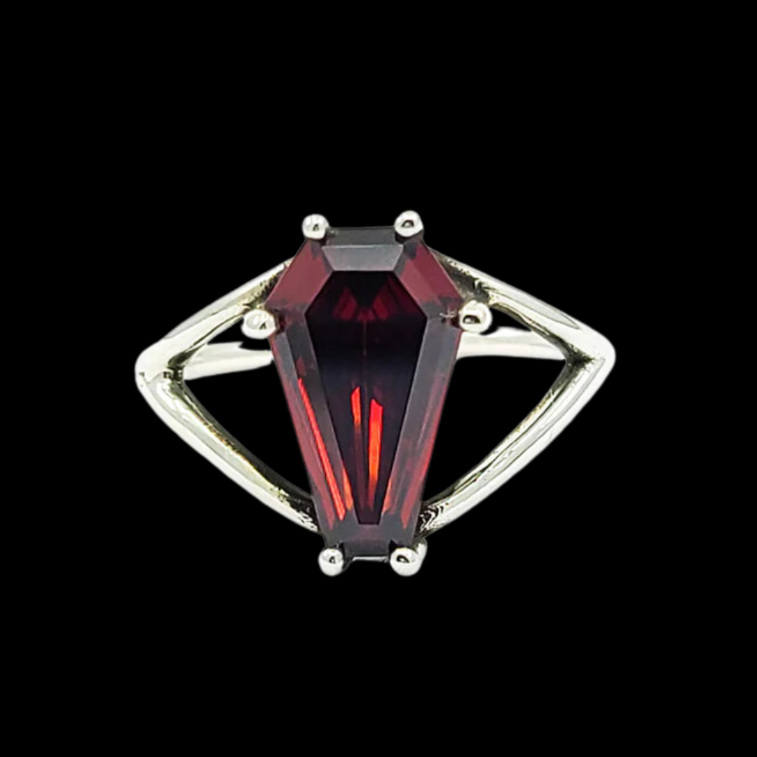 Collection of Big Blood Red Coffin Ring (8x13) in a gallery layout