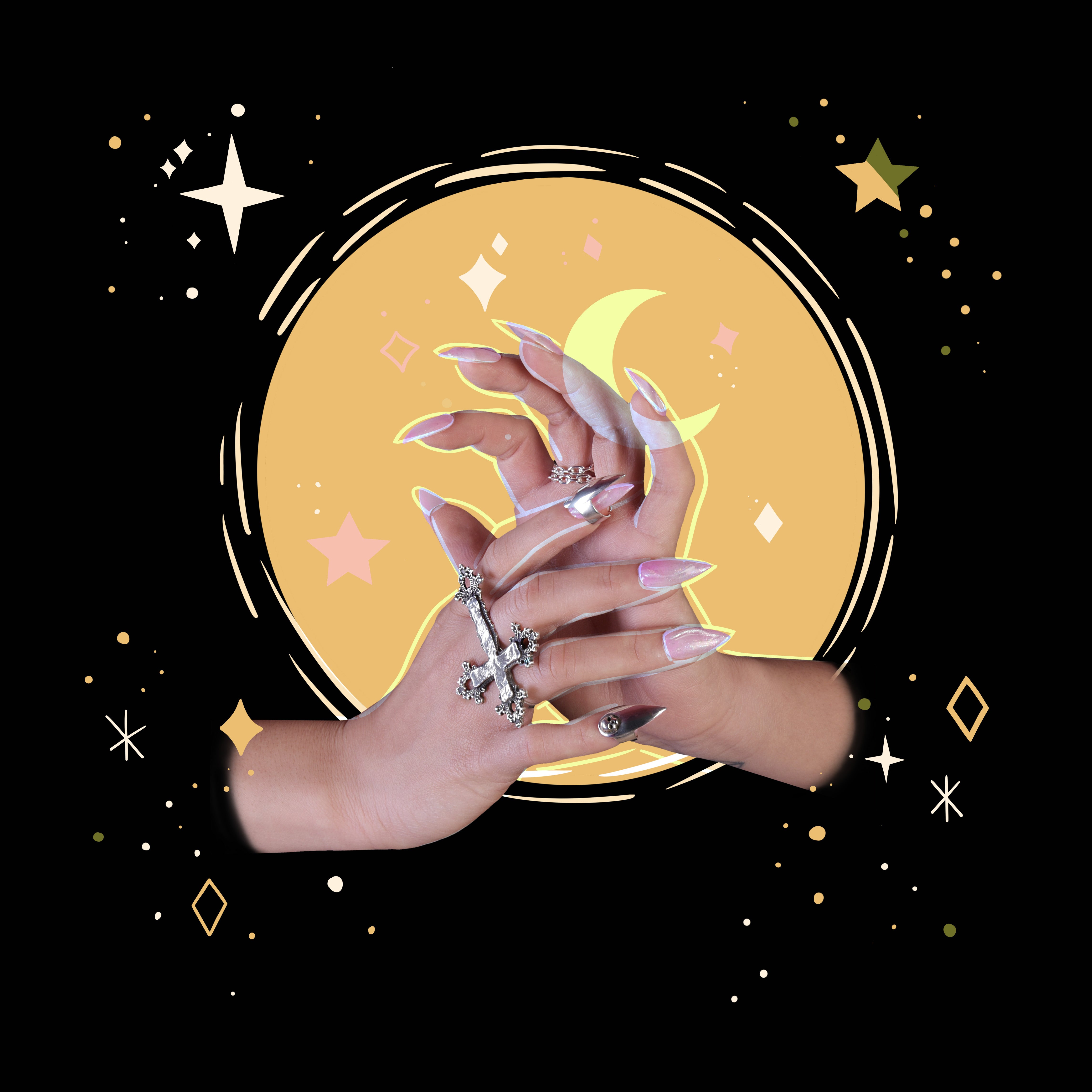 Collection of Skull Stiletto Midi Fake Nail Ring in a gallery layout