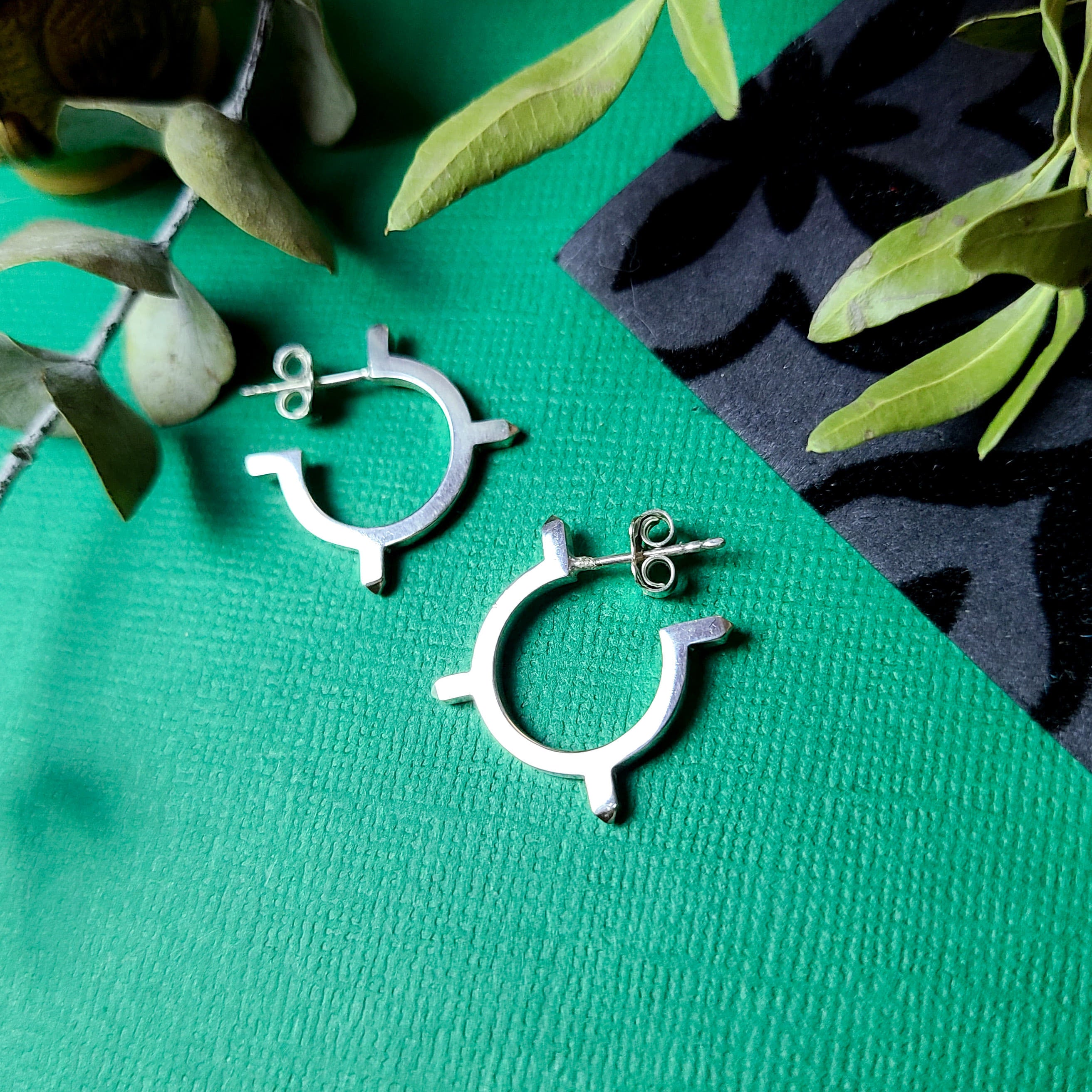 Collection of Small Celestial Hoop Earrings in a gallery layout