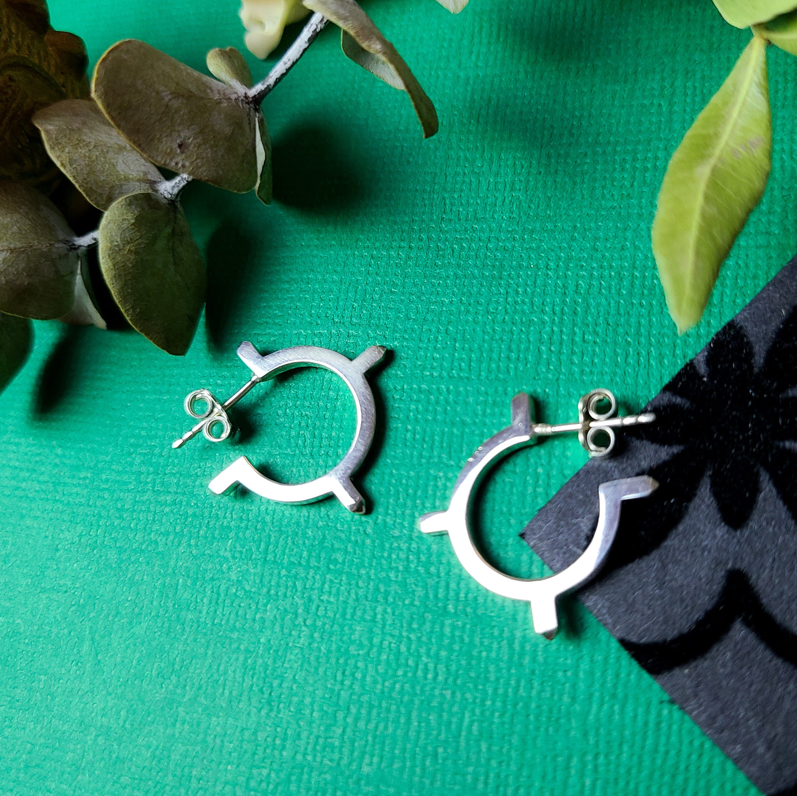 Collection of Small Celestial Hoop Earrings in a gallery layout