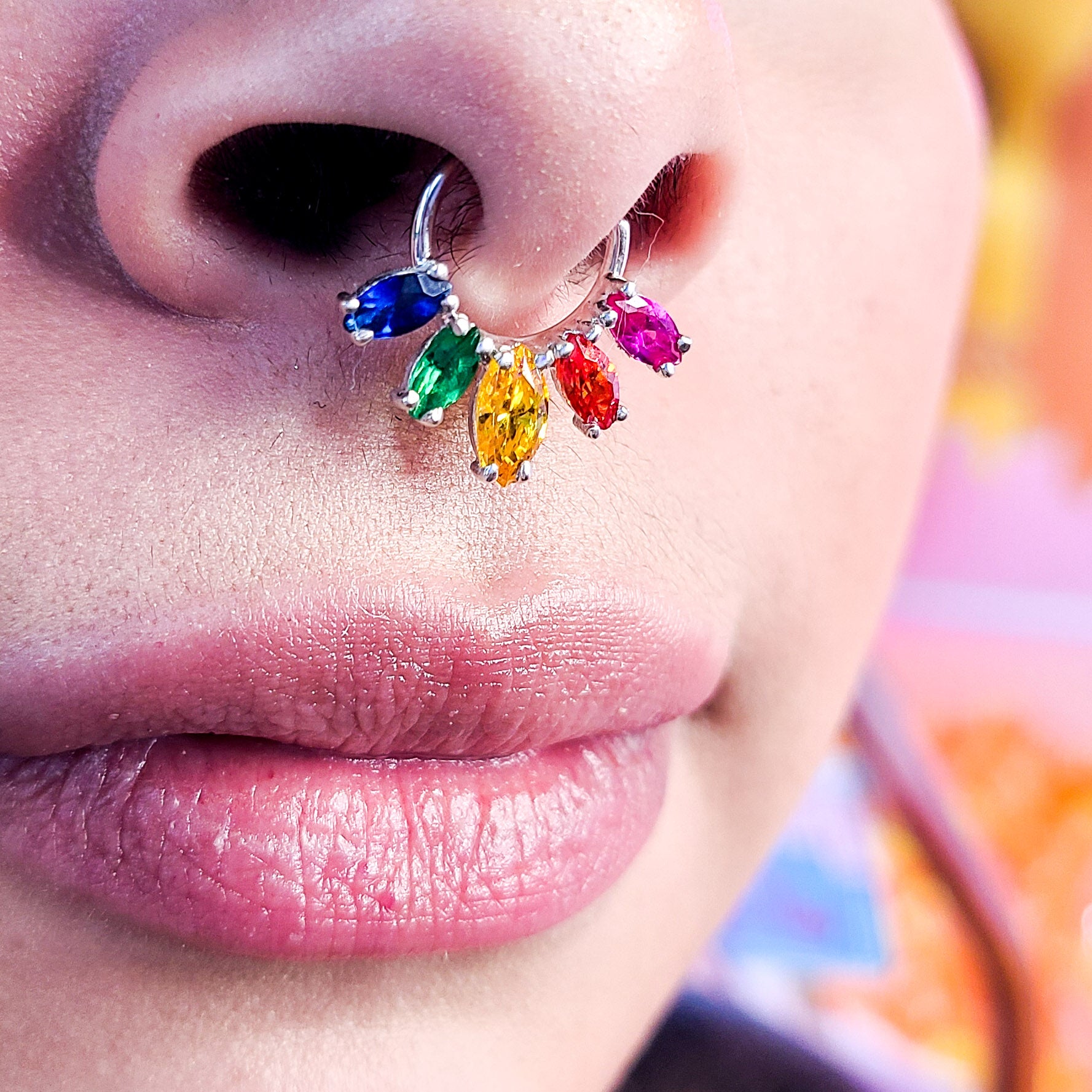 Collection of Rainbow Pride Flag Marquise Septum Piercing - Inchoo Bijoux in a gallery layout